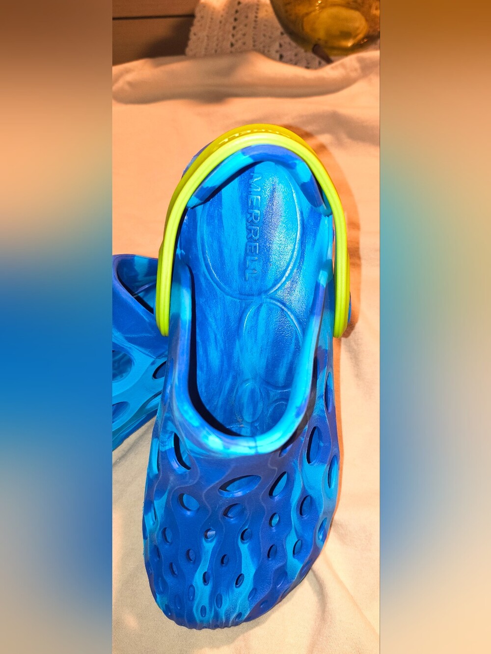 Merrell Blue Waterproof Clogs,Green Strap, Light Weight Shoes.